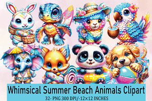 Summer Beach Animals Clipart Bundle., an Illustration by SVGArt