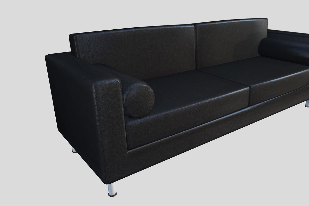 Black Leather Couch, a Furniture 3D Model by GamePoly (Photo 3 of 6)