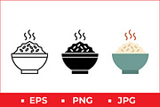 Steaming Rice Bowl Vector Art, a Solid Icon by Artonix (Thumbnail 1 of 2)