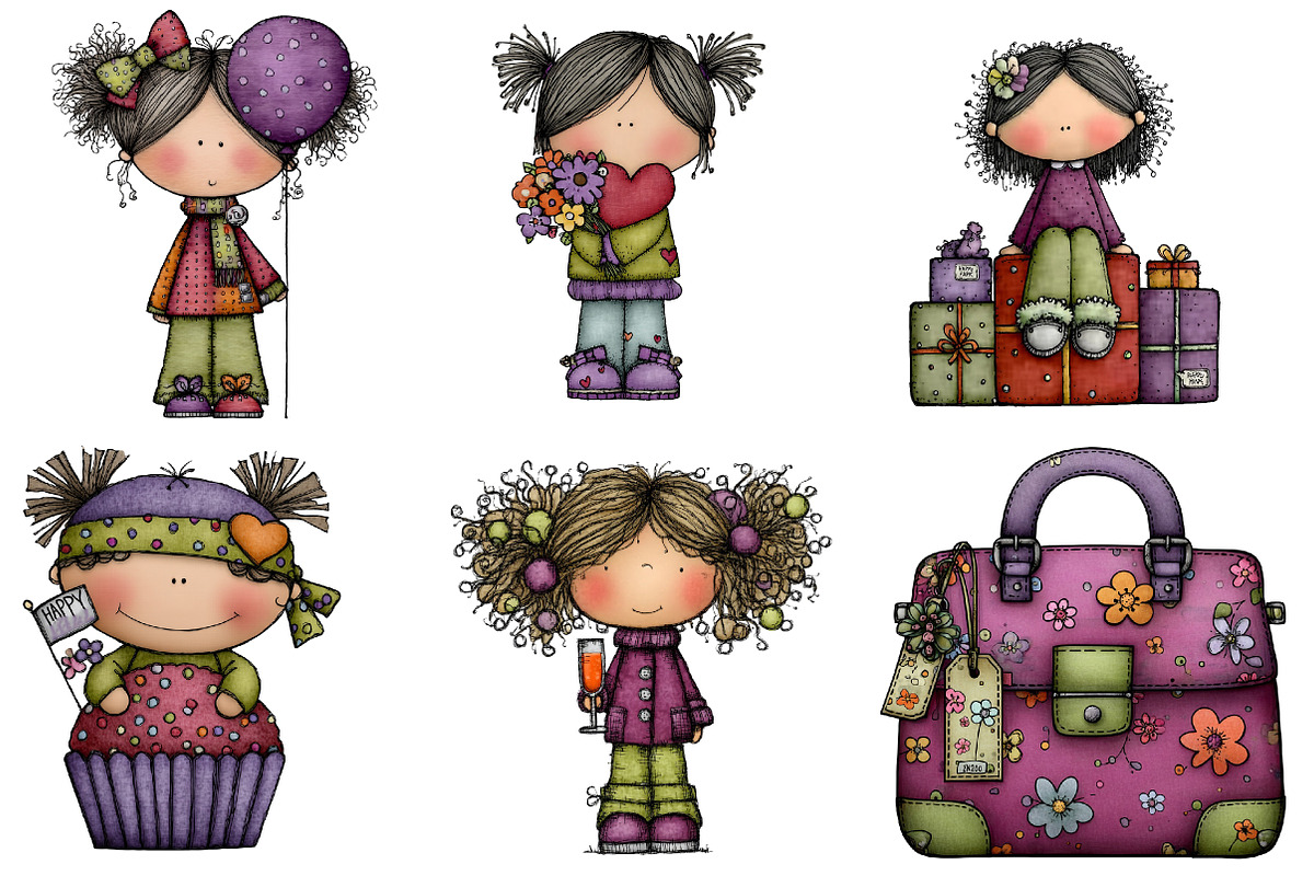 Girly Happy New Year CLIPART, an Illustration by CreationArt (Photo 4 of 7)