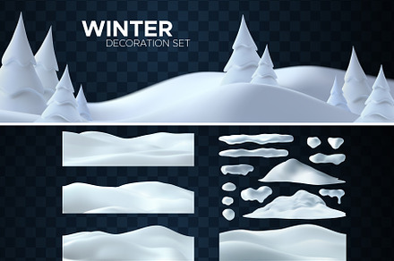 Winter snow decoration set.
