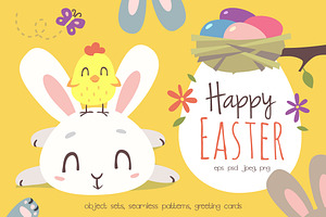 Happy Easter Cartoon Set