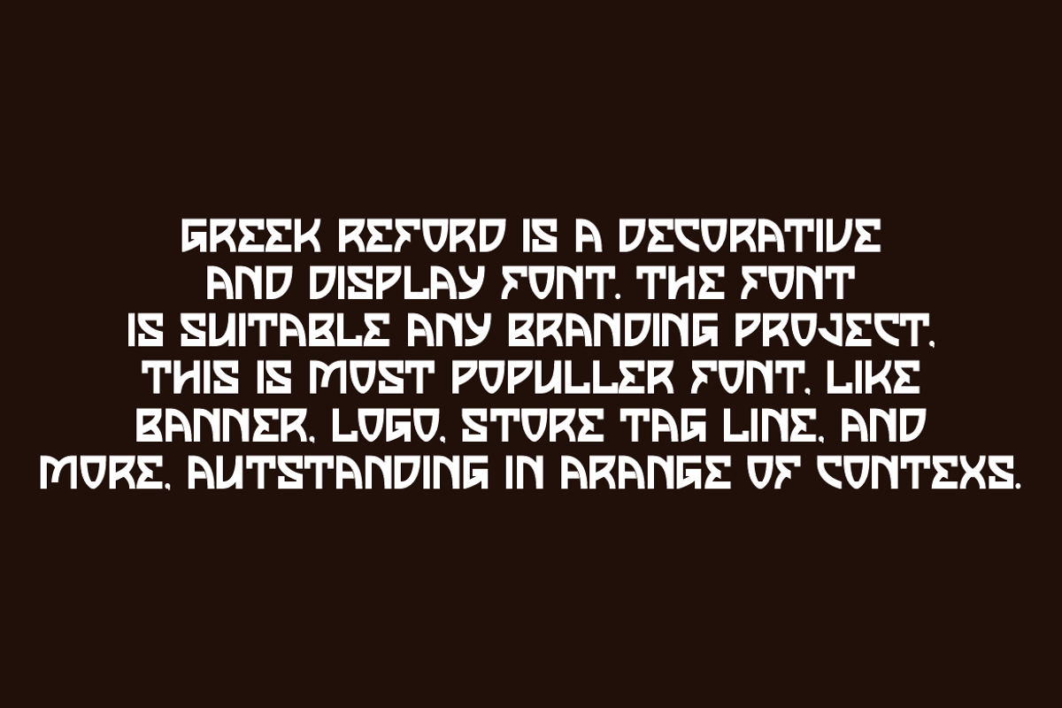Greek Reford - Unique Typeface Font, a Sans Serif Font by QR Design Studio (Photo 5 of 7)