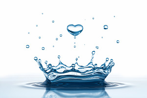 Water drop in form of heart