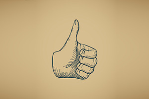 Hand draw sketch vintage thumbs up