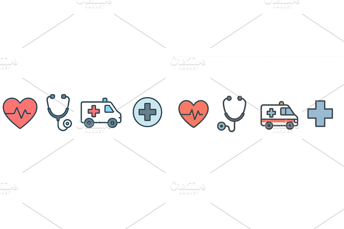 Medical symbols and icons, a Healthcare Illustration by ZinetroN