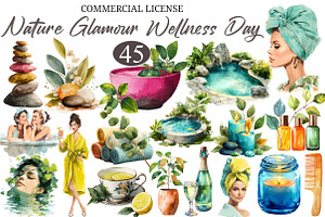 Nature Glamour Wellness Day Clipart, a Decorative Illustration by designcity5