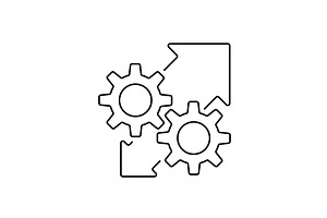 Cogwheels with arrows line icon, an Outline Icon by Saggitarius