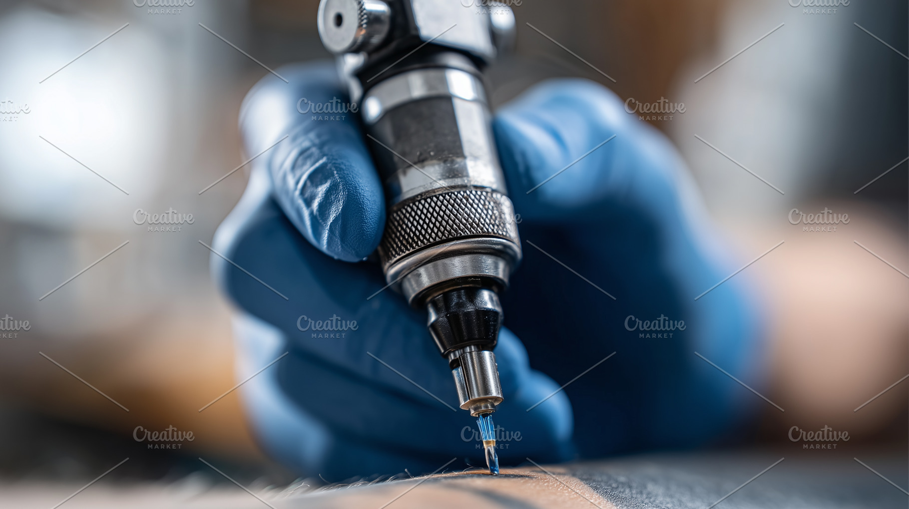 Close up on a tattoo artist using, a Background Photo by MistyDay