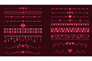 Valentines day borders and dividers, an Illustration by Vector Tradition