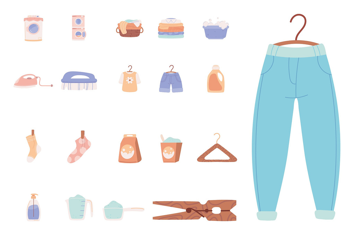 Clothes Washing Laundry Set, an Object Illustration by studiogstock (Photo 1 of 4)