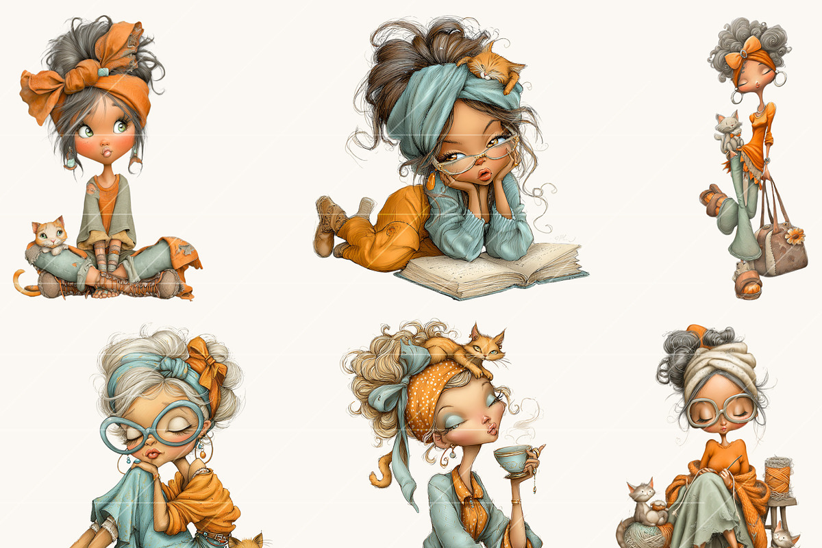 Whimsical Funny Lady Clipart, a Person Illustration by Design Scotch (Photo 3 of 8)