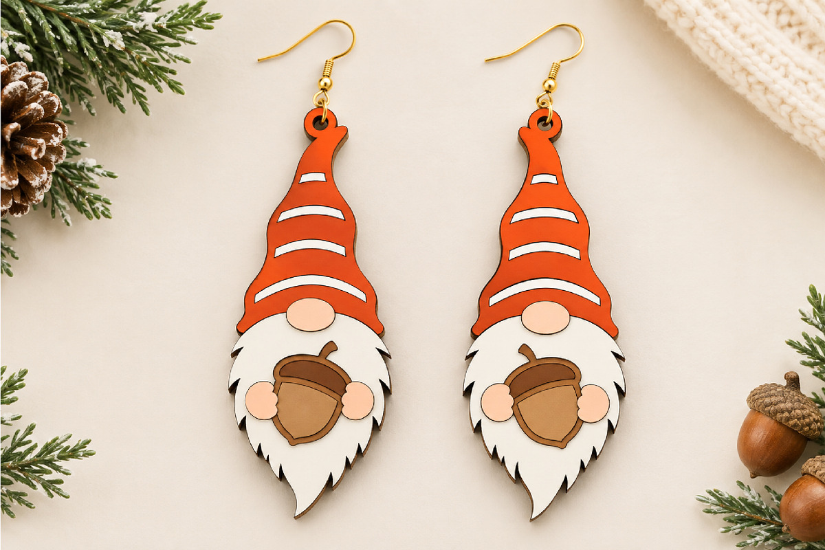 Gnome Earrings Laser Cut SVG, a Seasonal Illustration by Canvas Craft (Photo 4 of 5)