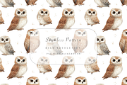 Owl Seamless Pattern, a Decorative Illustration by Pati Charm Studio (Thumbnail 1 of 7)