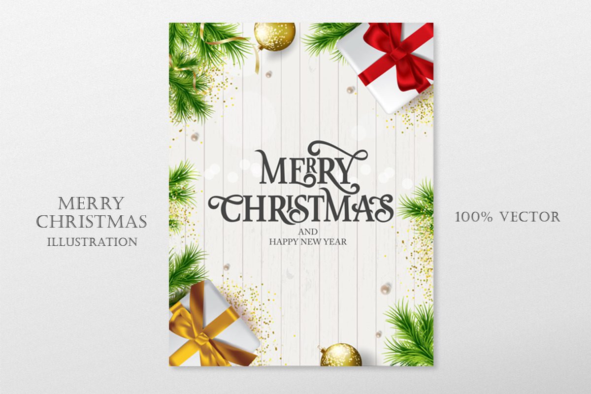 Merry Christmas illustration, a Poster Template by Anna's Lettering (Photo 1 of 3)