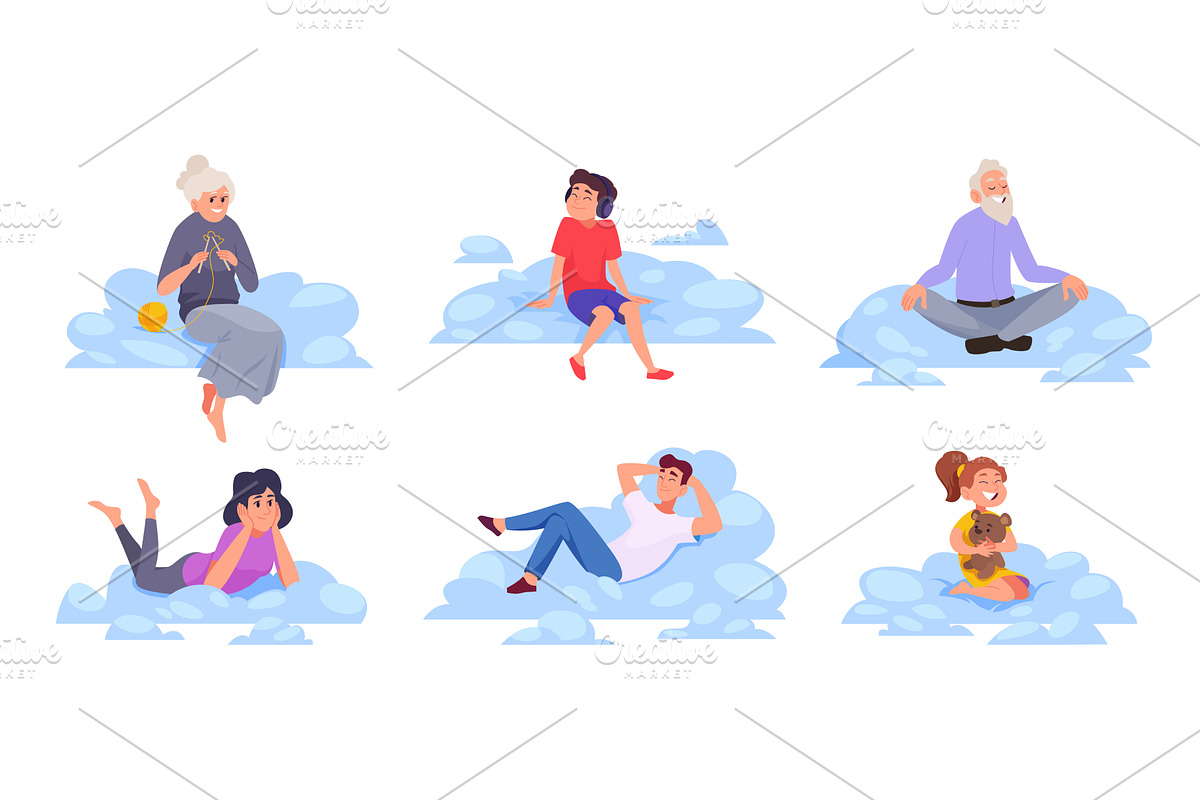 People in clouds. Adults and kits, a Person Illustration by Onyx