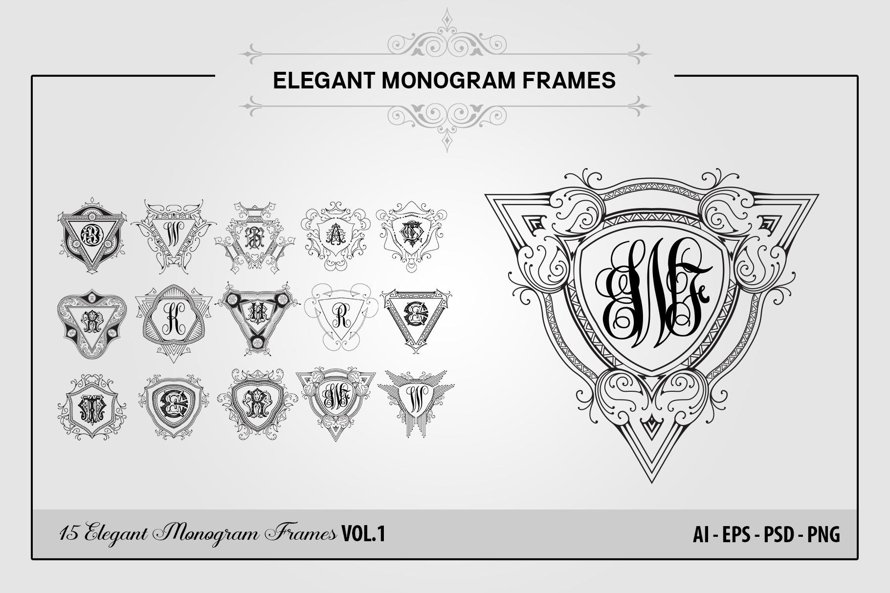 Elegant Monogram Frames VOL.1, a Branding & Logo Template by 4thDIMENSION
