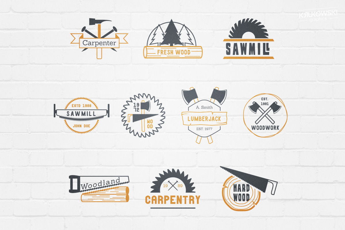 Carpentry Wood Badges Logos, a Branding & Logo Template by Krukowski Graphics (Photo 3 of 5)