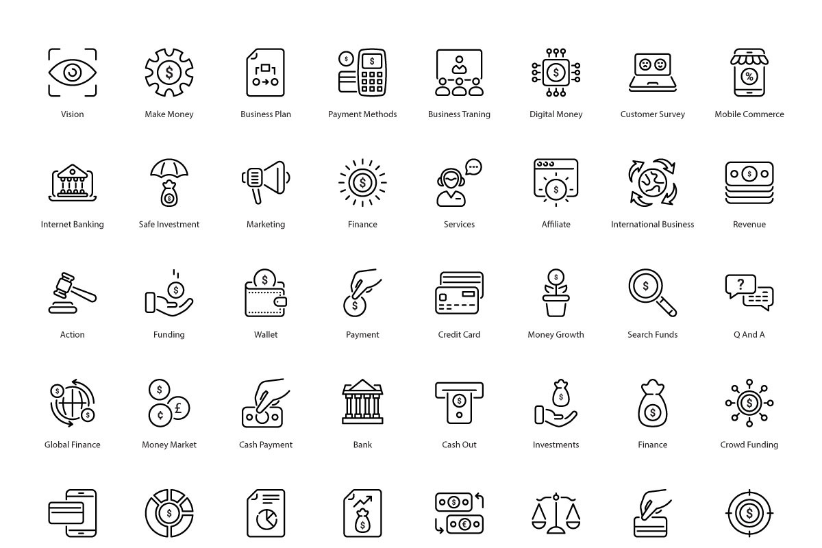 Finance 56 thin line icons, an Outline Icon by vectorstank (Photo 2 of 9)