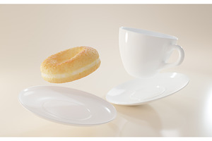 Flying Coffee Cup With Saucer And