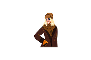 Smiling blonde woman wearing winter, a Person Illustration by pikepicture