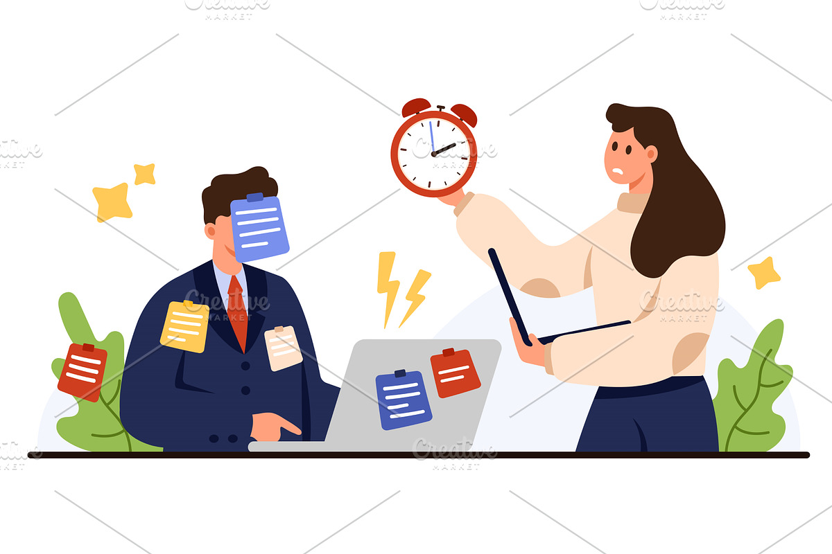 Busy Employees Multitasking Under, a Finance Illustration by Flashvector
