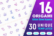 Origami Icons Set | 30 Templates, an Outline Icon by Alex Blogoodf (Thumbnail 1 of 10)