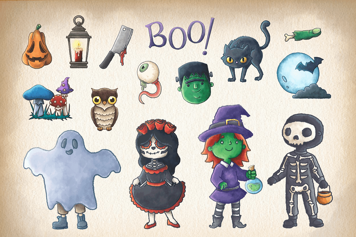 Halloween Watercolour Illustrations, an Illustration by Arshad Ali (Photo 5 of 6)