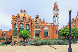 Landmarks of barcelona featuring barcelona, hospital, and art nouveau