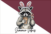 Funny Raccoon Iced Coffee ,Summer Vi, an Illustration by Sublimation Artist (Thumbnail 3 of 6)