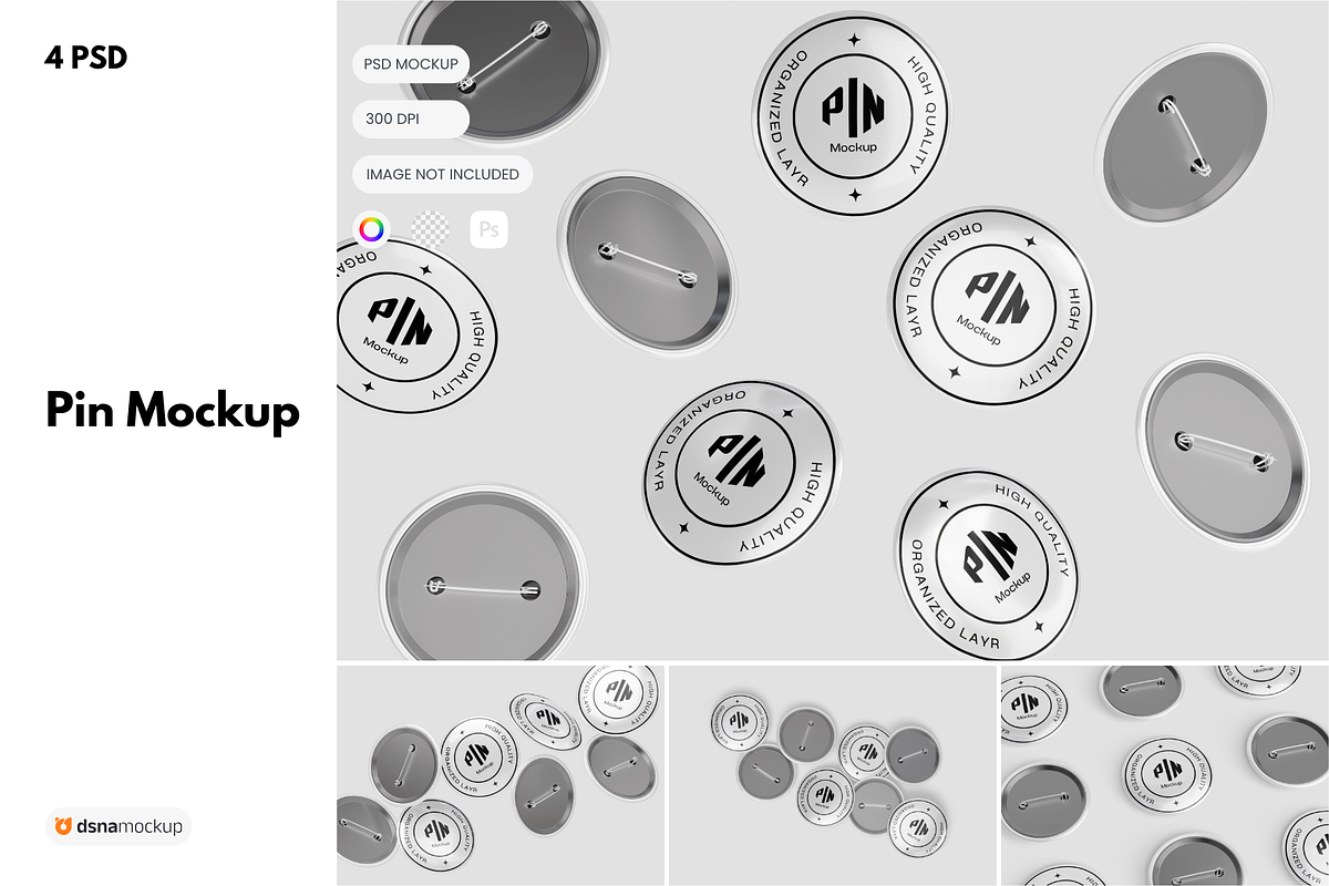 Round Pin Badges Mockup, a Merchandise Mockup by DSNA Mockup (Photo 1 of 6)