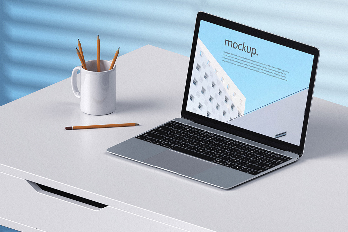 Laptop Office Concept Mockup Pack, a Mac Mockup by mocko (Photo 7 of 12)