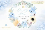 Dusty blue gold. Watercolor flowers, a Texture Illustration by LABFcreations (Thumbnail 2 of 12)