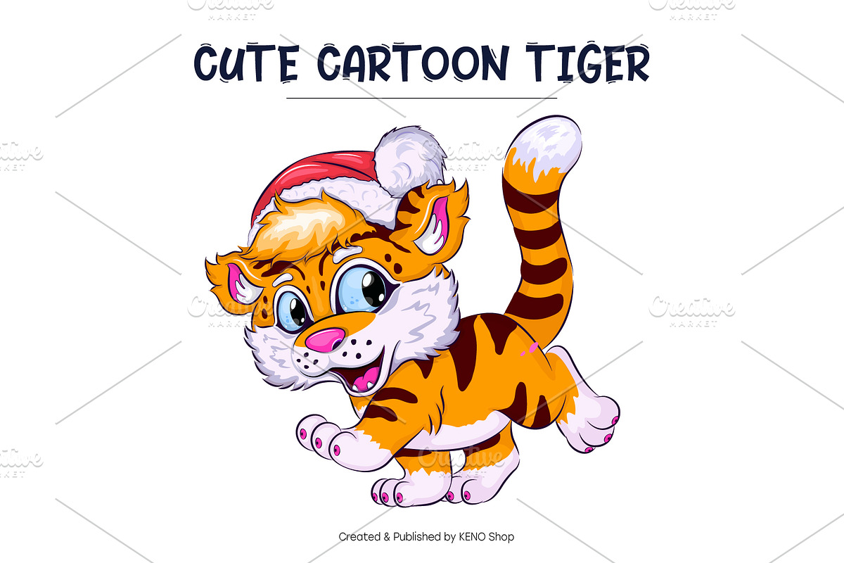 Cute Cartoon Tiger., an Animal Illustration by KENO Mascots (Photo 2 of 9)