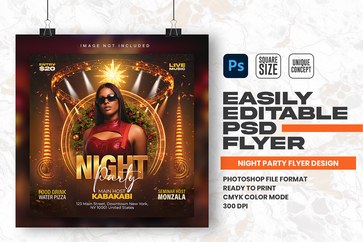 Night Party Flyer Design Template, a Flyer Template by Shajib Shikder (Photo 1 of 2)