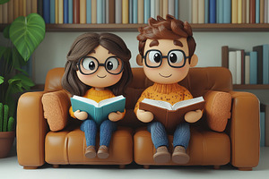 Couple enjoying cozy reading time at, a Photo by Tanuart