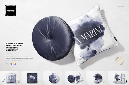 Velvet Cushion Mockup Set, a Product Mockup by creatsy5