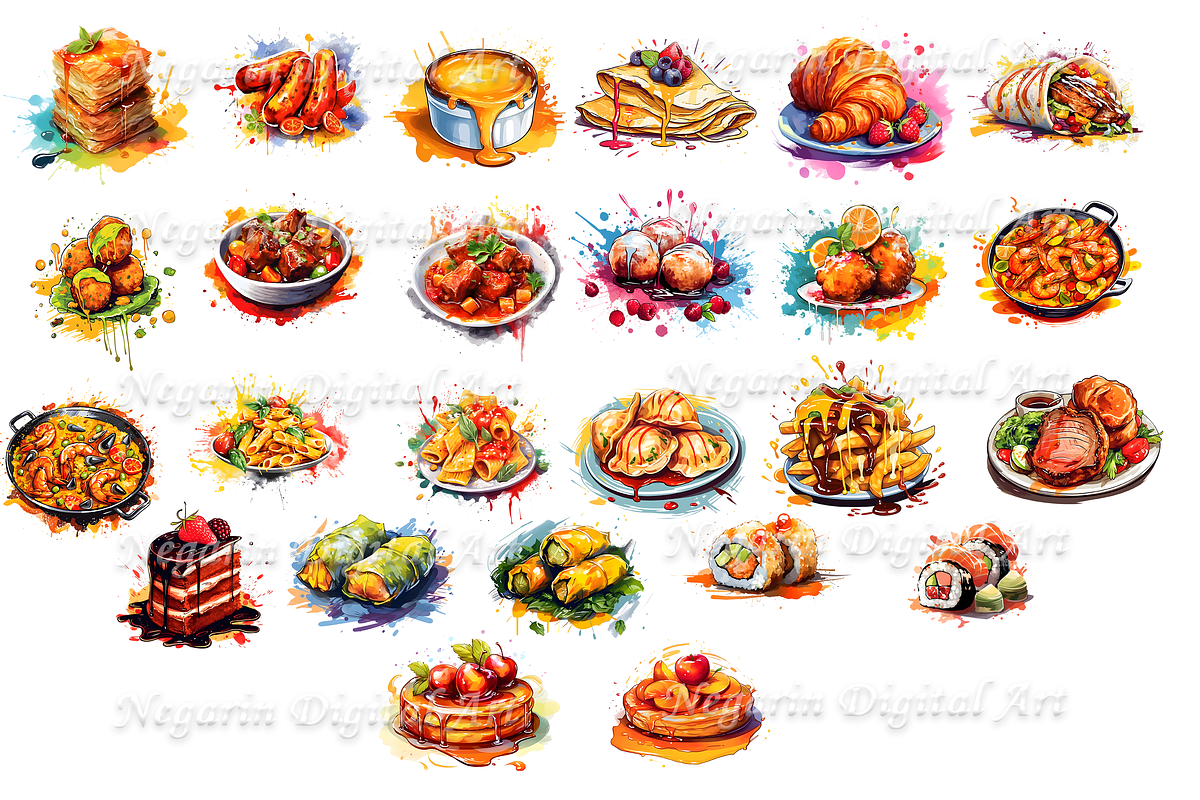 Watercolor Worlds Food Clipart, an Object Graphic by Negarin Digital Art (Photo 3 of 8)