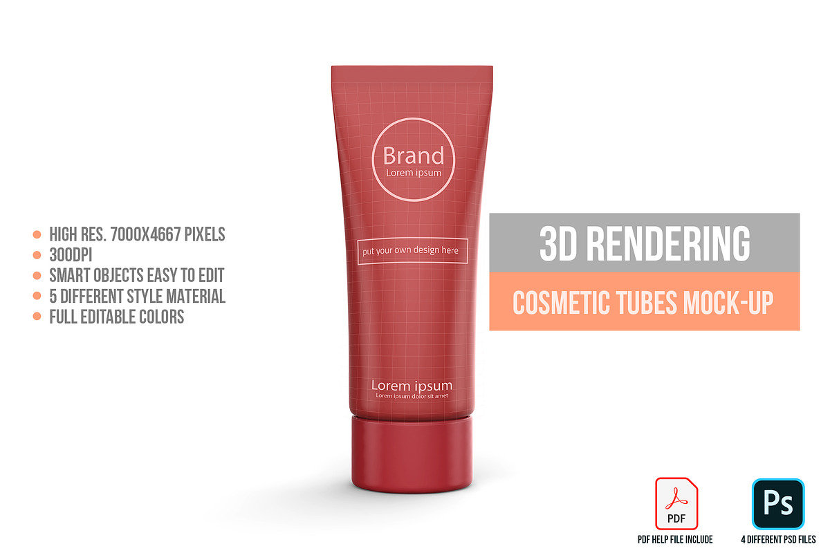 3D Rendering Cosmetic Tubes Mock-up, a Packaging Mockup by graystudio (Photo 23 of 50)