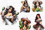 Mexican girls Clipart Set, a Person Illustration by ThatsDesignArt (Thumbnail 8 of 10)