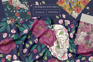 Dark garden. Seamless pattern