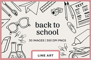 Back to School Line Drawings