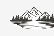 Majestic Mountain and Tree Vector, a Graphic by hafijul (Thumbnail 3 of 9)