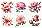 Dusty Pink Flowers Clipart Watercolo, an Illustration by Sublimation Artist (Thumbnail 3 of 6)
