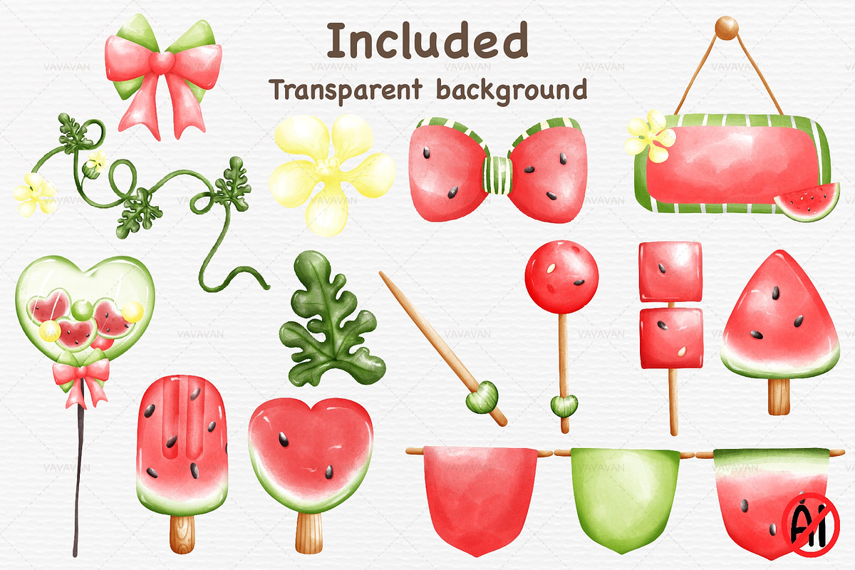 Watercolor Summer fruit watermelon, a Food Illustration by Vavavan Artwork (Photo 4 of 6)