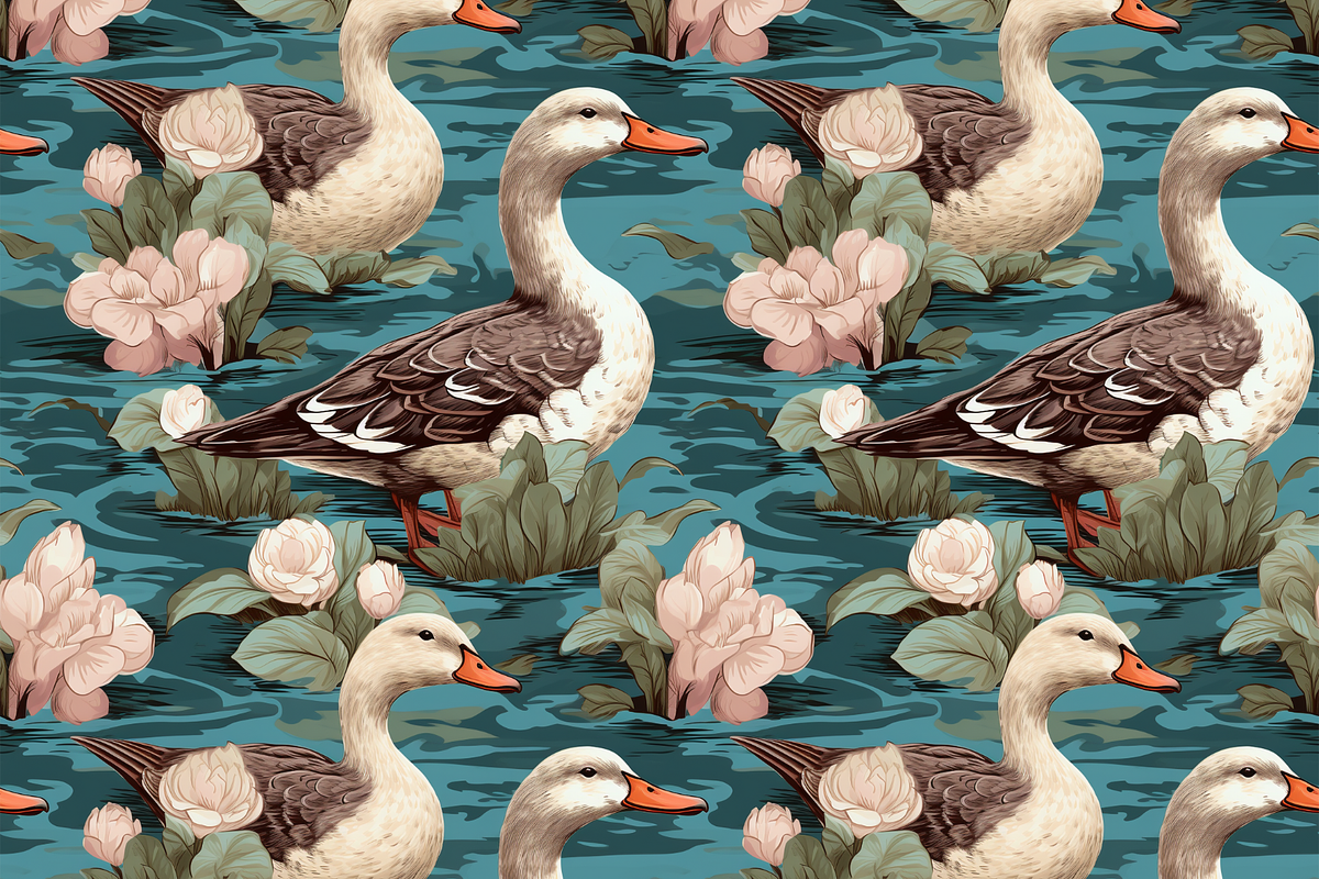 Ducks In Pond Seamless Pattern, a Pattern Graphic by ThePhoton (Photo 2 of 2)