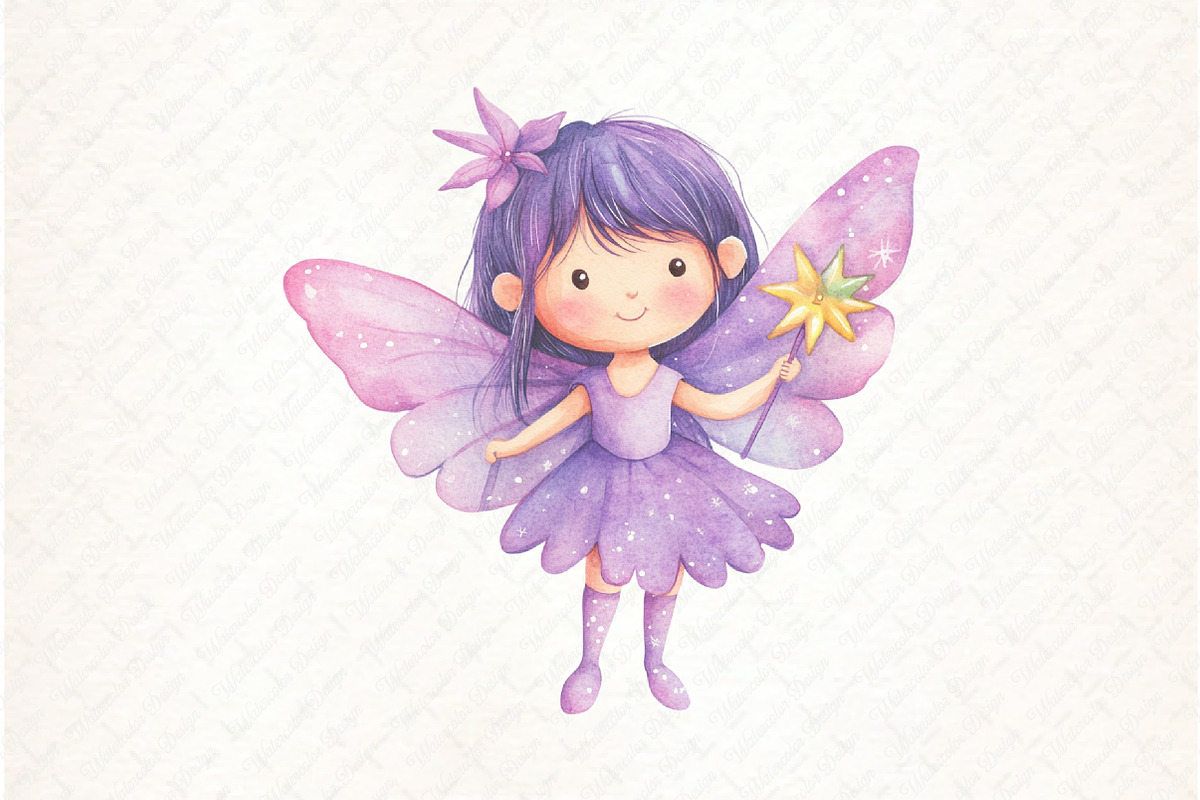 Watercolor Magical Garden Purple png, an Illustration by Watercolor design (Photo 12 of 13)