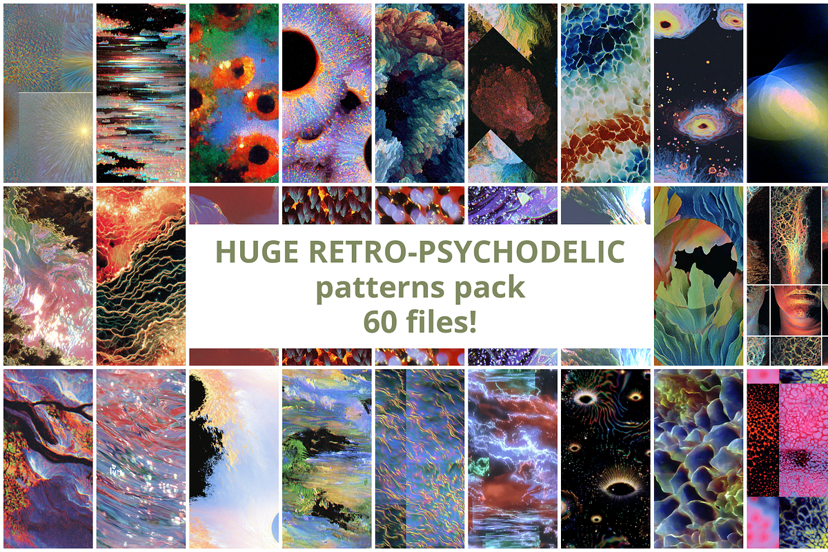 60 Retro Psychodelic Seamless Patter, a Pattern Graphic by mkStudioLab (Photo 1 of 3)