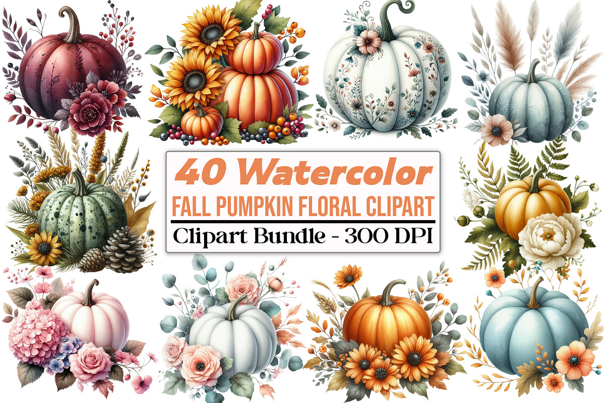 Watercolor Fall Pumpkin Floral, an Illustration by DreamCafeArt (Photo 1 of 5)