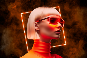 Orange Neon Squares Effect